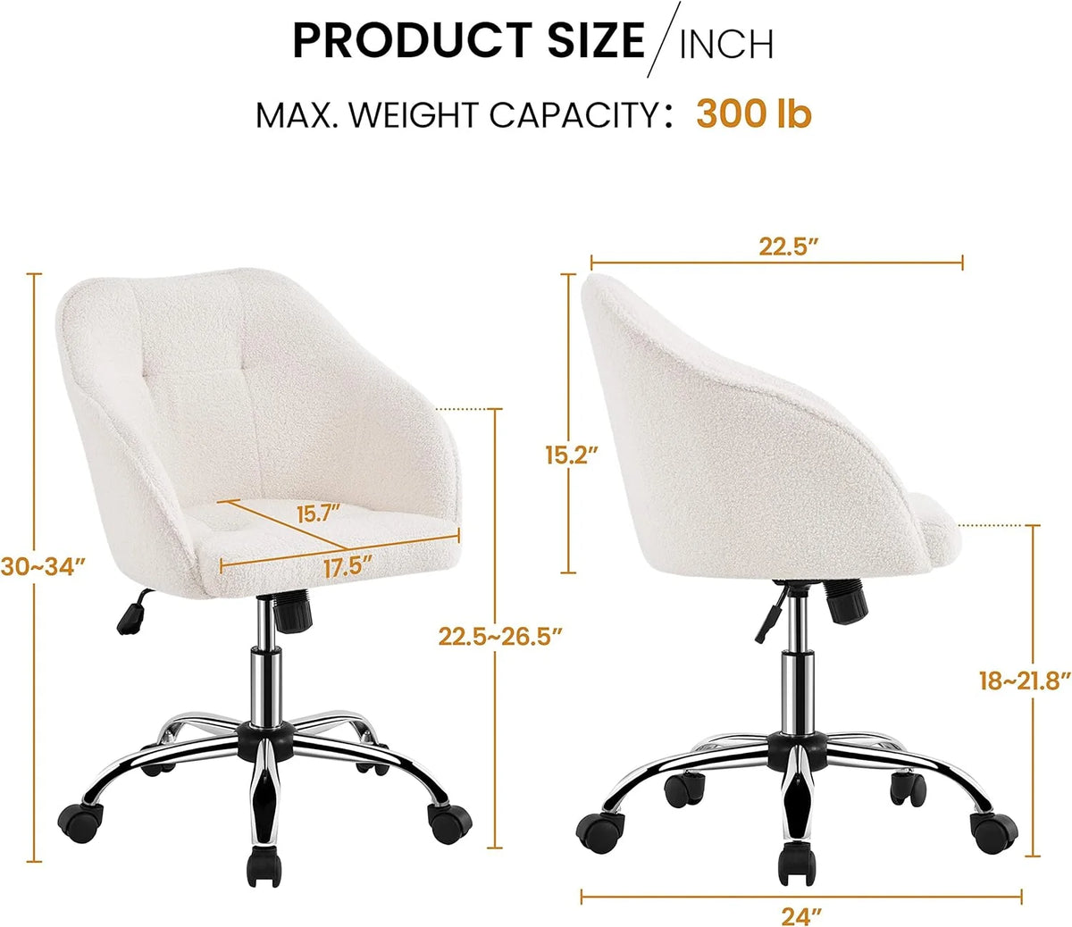 Boucle Desk Chair with Adjustable Tilt Angle J64423