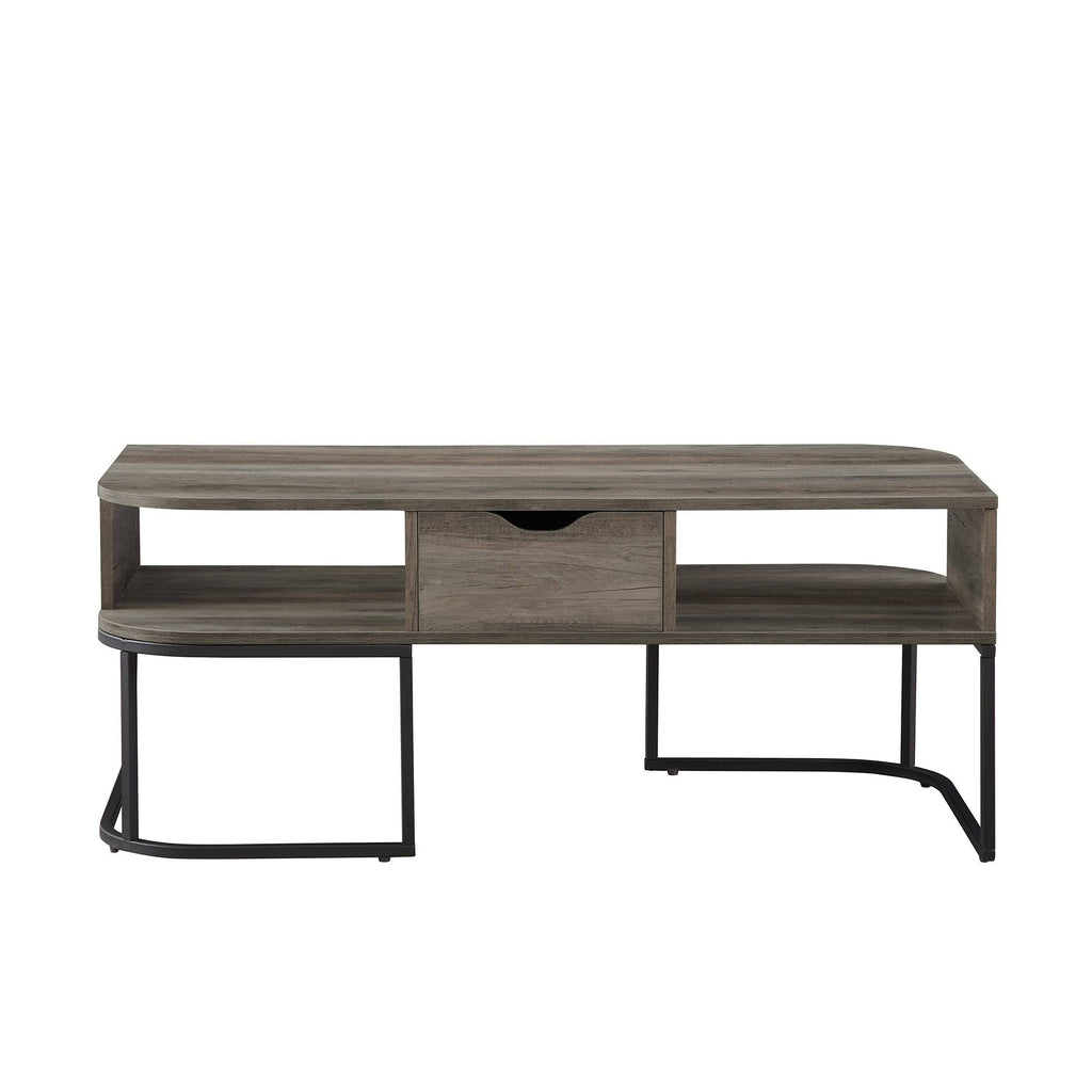 1-Drawer Curved Coffee Table Dark Walnut G58241