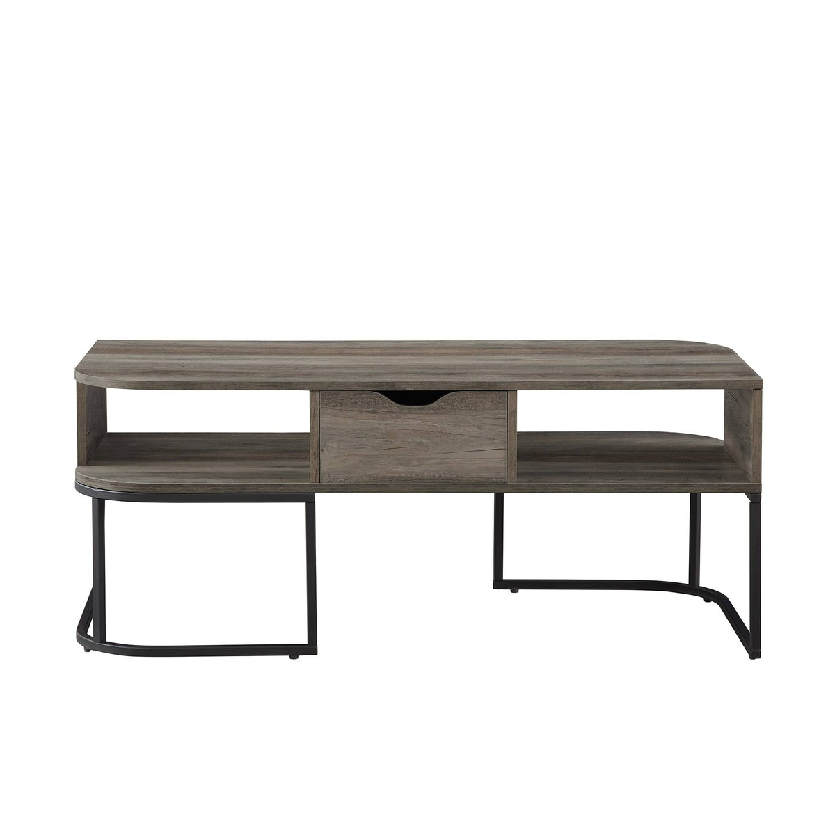1-Drawer Curved Coffee Table Dark Walnut G58241