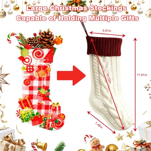 18 Inch Knit Christmas Stockings White Y20884