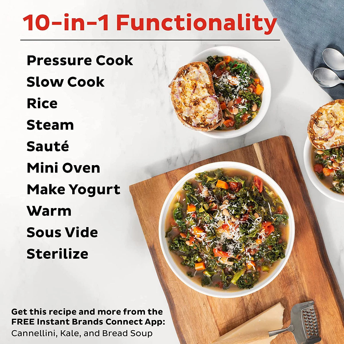 10-in-1 Slow Cooker with 8 Quart Ceramic Non Stick Inner Cooking Pot S824