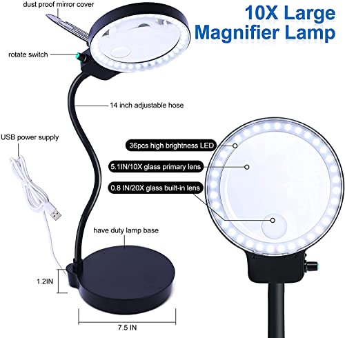 10X 20X Magnifying Desk Lamp with Stand L623825