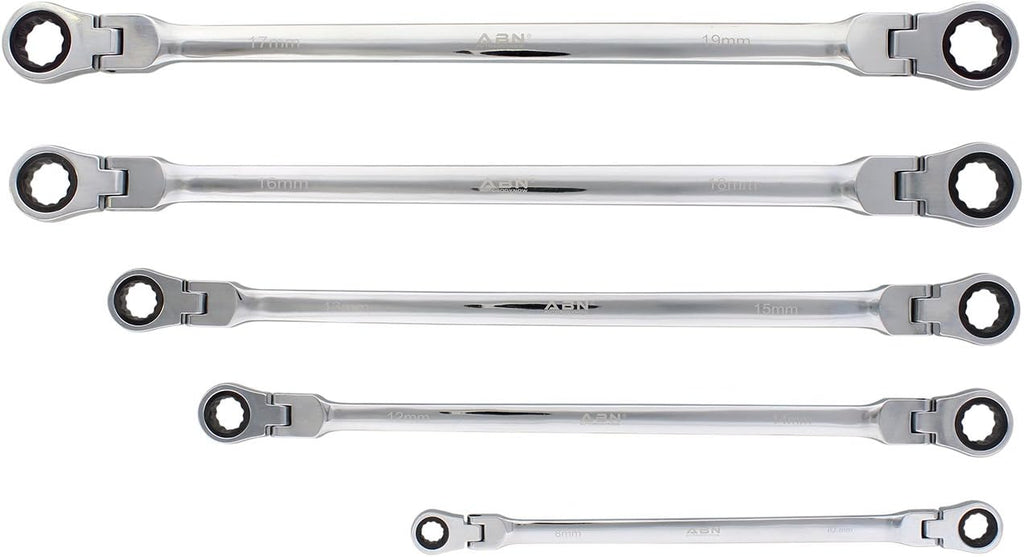 5pc Ratcheting Wrench Set Double End Flex Head Metric O640