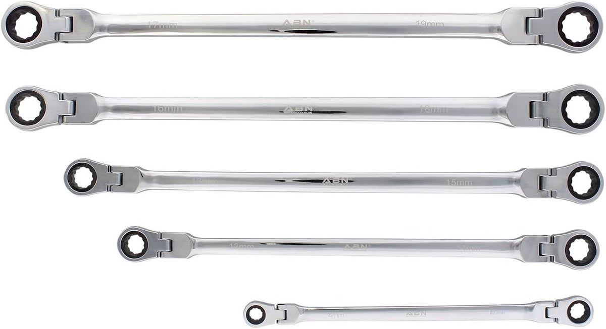 5pc Ratcheting Wrench Set Double End Flex Head Metric O640