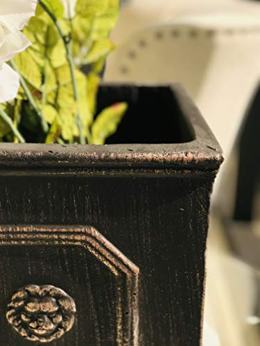 10.2"x10.2"x10.2" Antique Gray Concrete Planter with Drainage Hole B465093