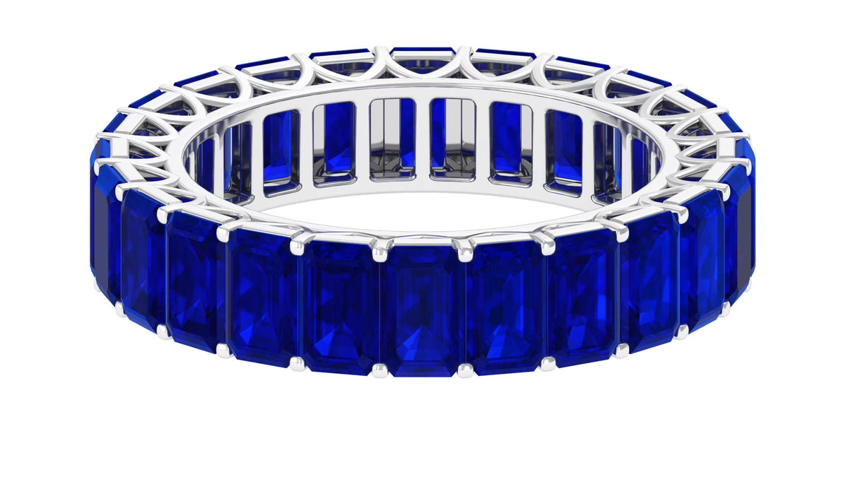 14K White Gold Octagon Cut Blue Sapphire Eternity Ring I461831