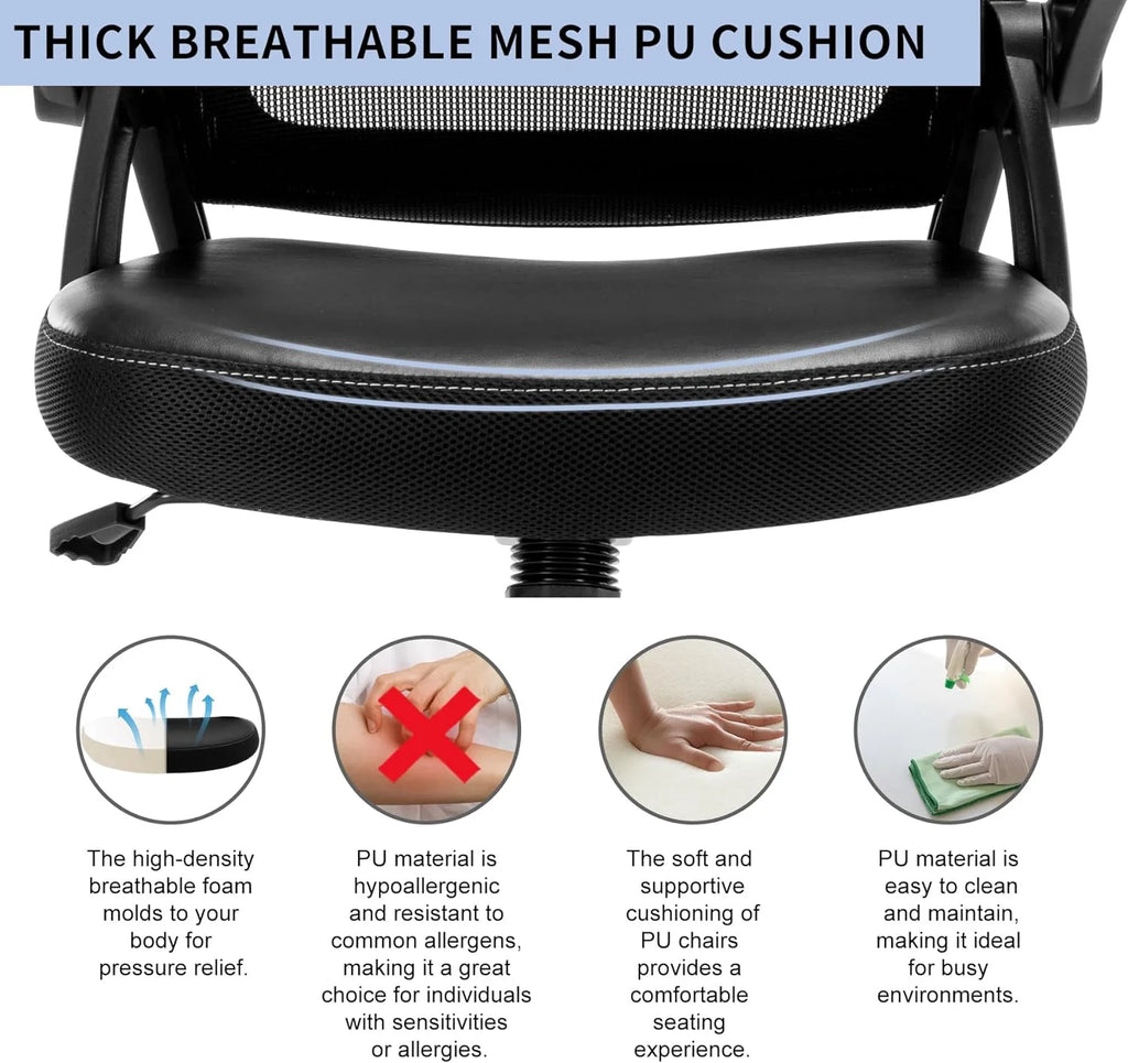 Black Ergonomic Mesh Office Chair with Flip-up Armrests Z39439