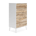 White and Brown 5 Drawer Dresser Chest U3639