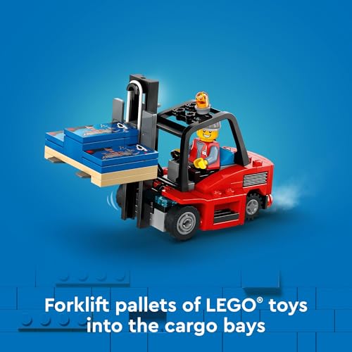 Yellow Delivery Truck Toy with Semitruck Model, Forklift and 4 Minifigures N521