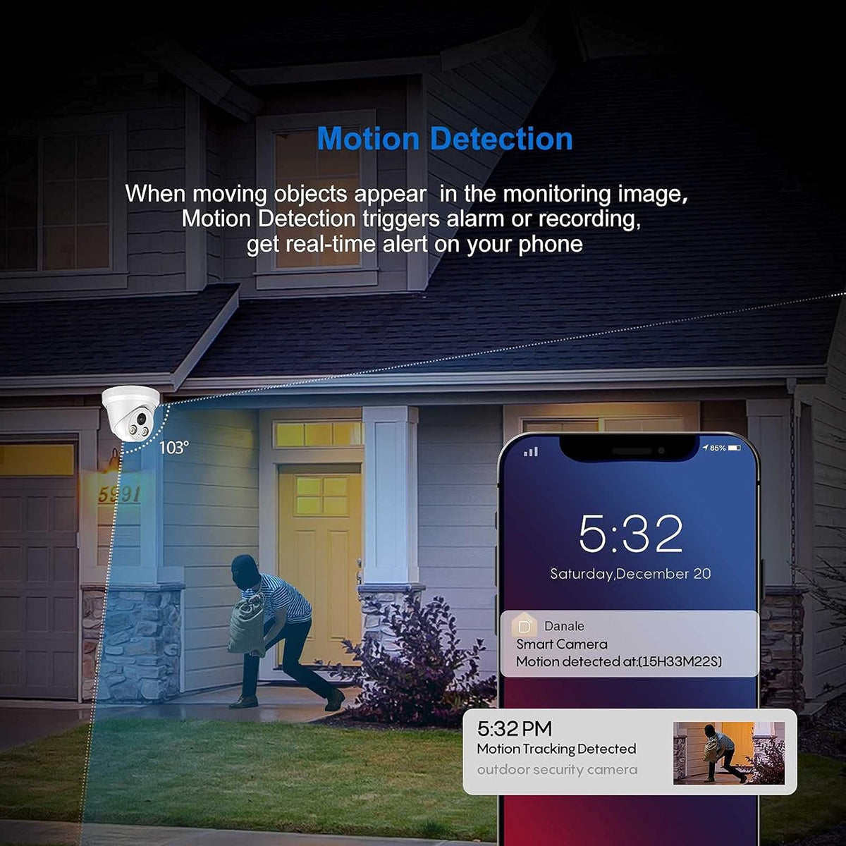 4K 8MP Outdoor PoE IP Turret Camera with Mic, 2.8mm Lens, IP67 N1976