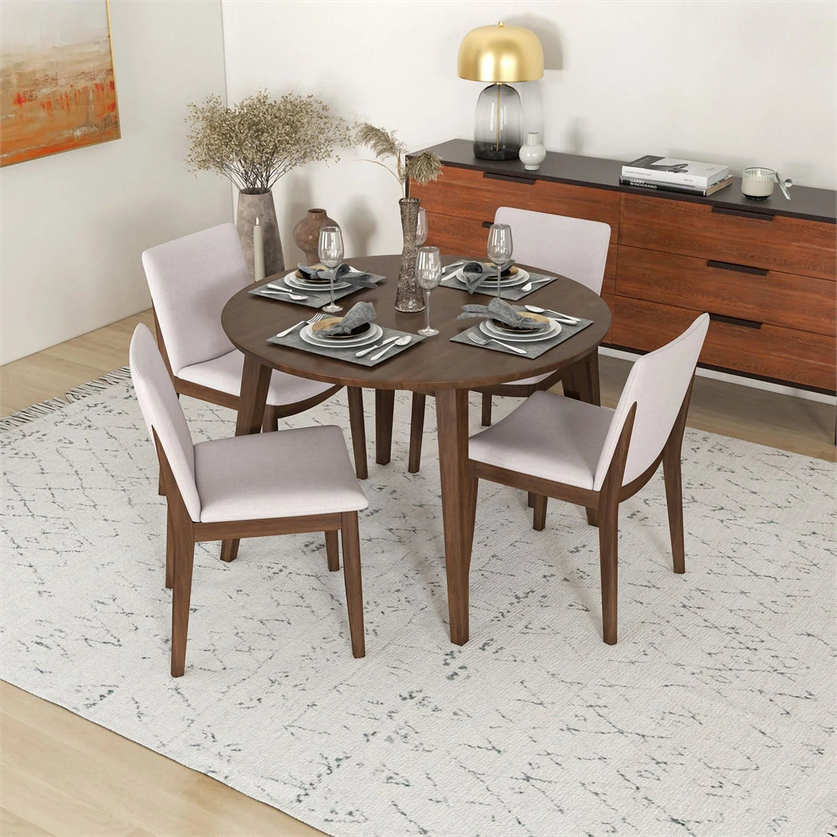 Solid Wood Dining Table and 4 Chair Set C37517