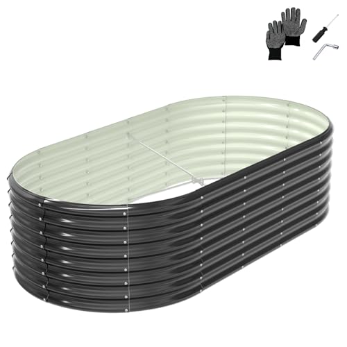 8x4x2ft Galvanized Raised Garden Beds Oval Planter Boxes W452