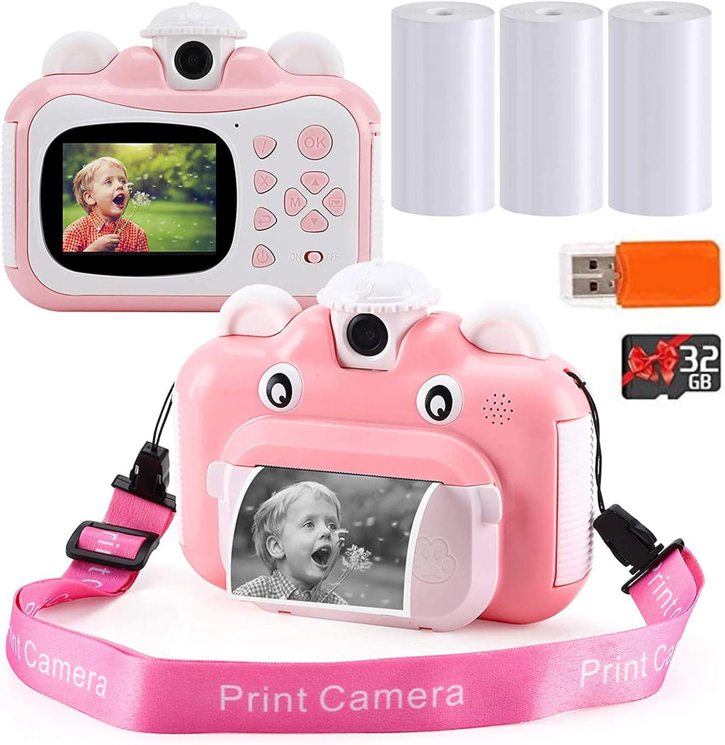 HD 1080p Photo Printing Digital Camera for Kids, 3 Print Paper and 32GB Card, Pack of 2 Y49512