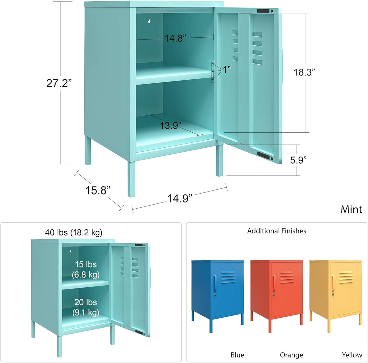 Orange Metal Locker End Table A932