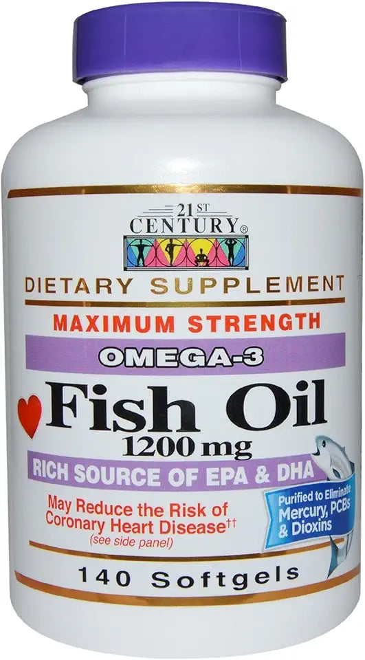 Fish Oil Omega 3-6 1200Mg Softgels 140 Count 2 Pack S808