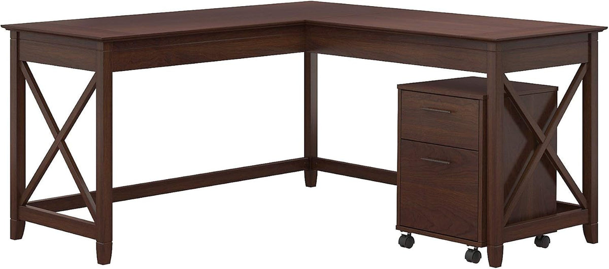 60W L Shaped Desk with Mobile File Cabinet H94077