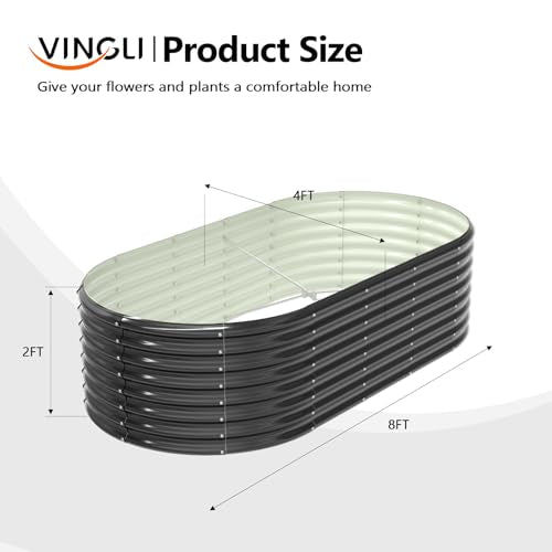 8x4x2ft Galvanized Raised Garden Beds Oval Planter Boxes W452