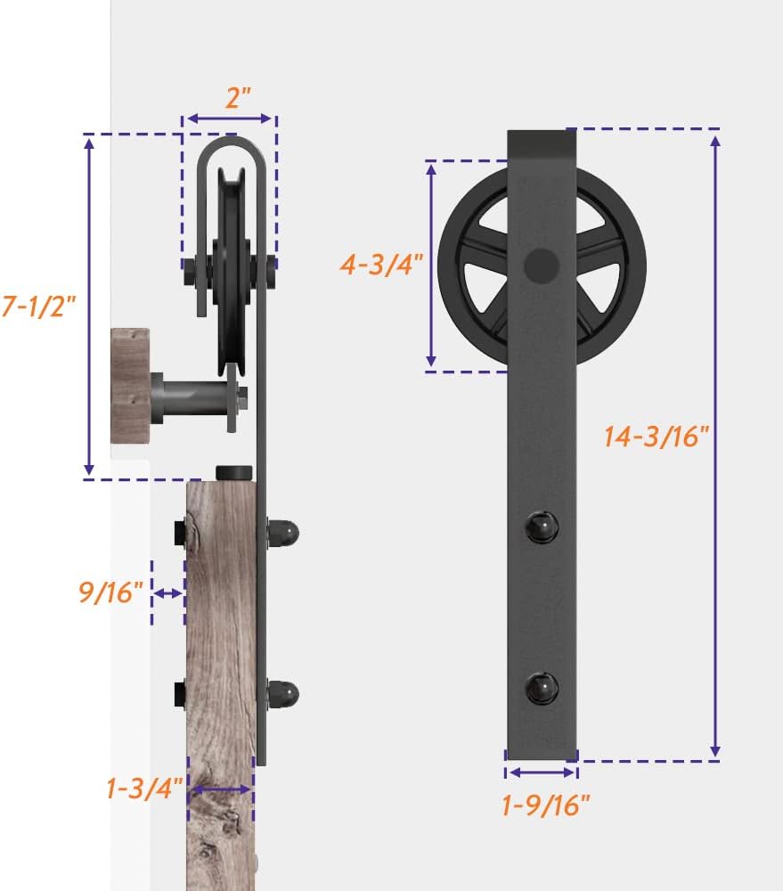 6FT Sliding Barn Door Hardware Track Kit Black Pack of 2 L2125
