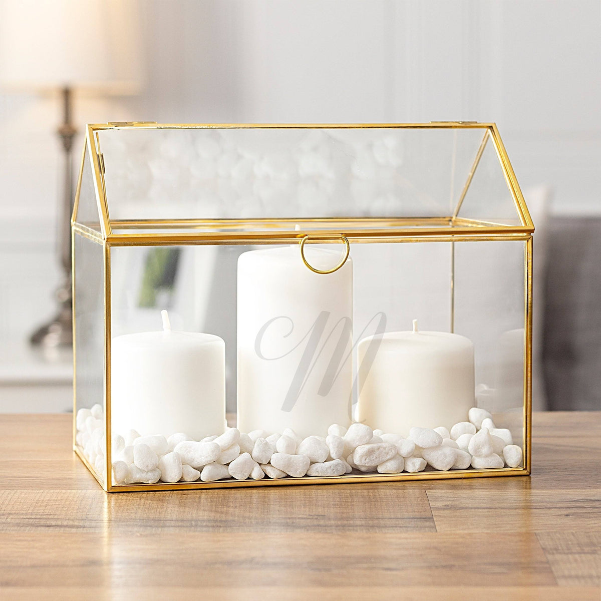 Gold Wedding Glass Terrarium Card Holder E494427
