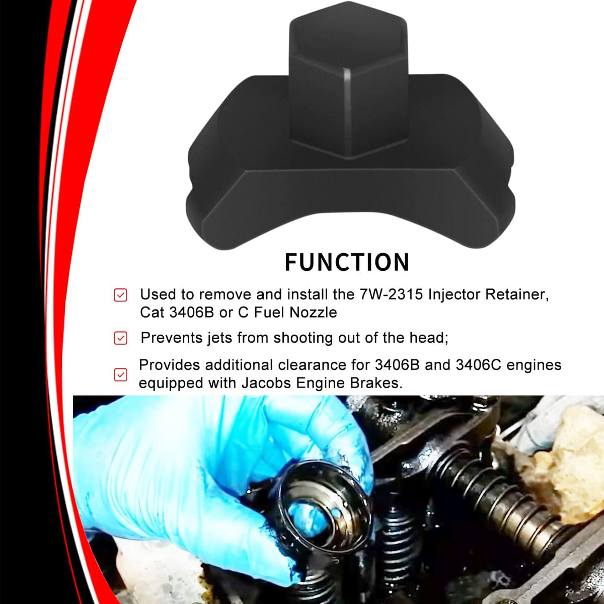 Spanner Wrench Socket Tool for Caterpillar Fuel Injection Nozzle Retainer V193