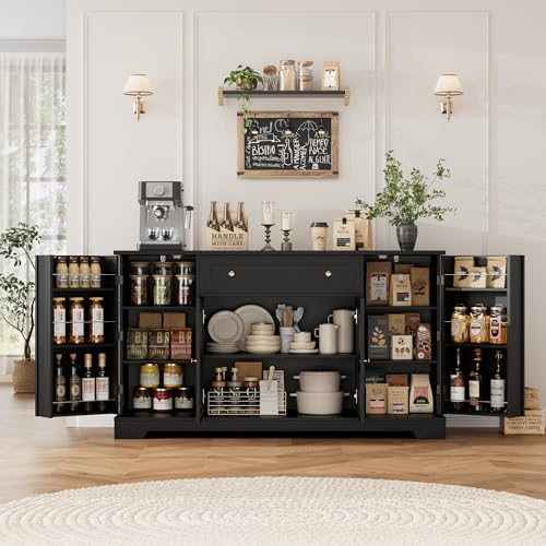 54" Black Wood Buffet Cabinet with Drawer F742855