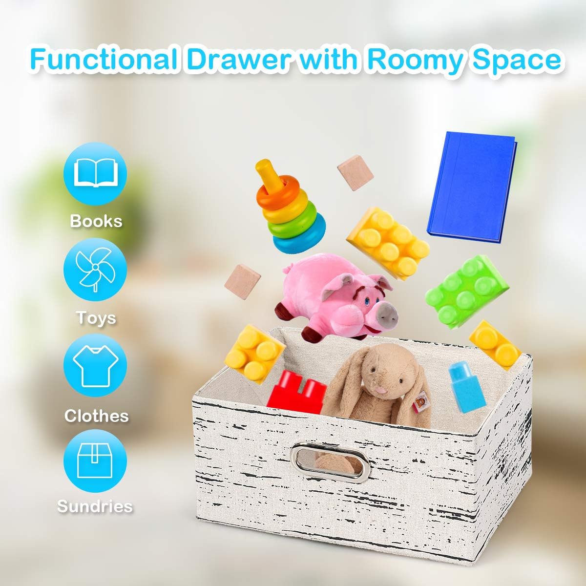 3 Fabrics Storage Drawer Units with Wood Frame Dresser Cabinet Y6053