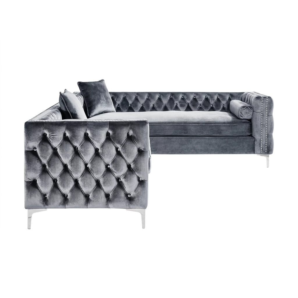 Grey Velvet Corner Sectional Sofa B46120