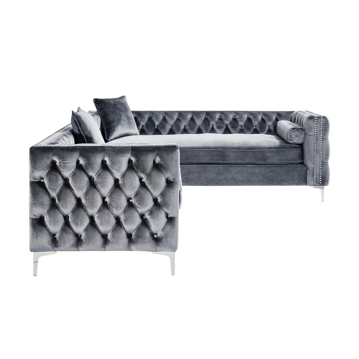 Grey Velvet Corner Sectional Sofa B46120
