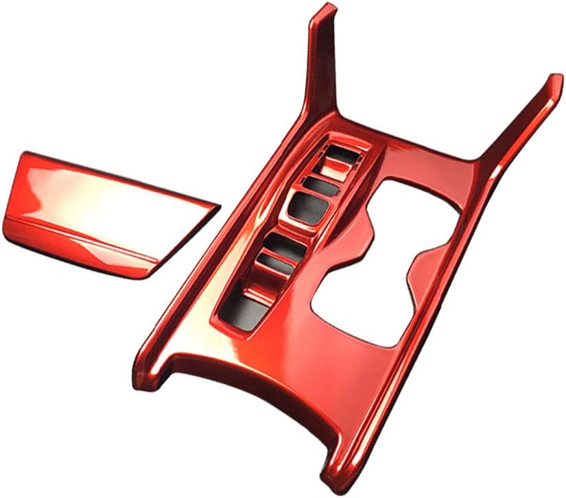 2PCS ABS Car Console Gear Shift Panel Cover Trim RED Pack of 2 Q17813