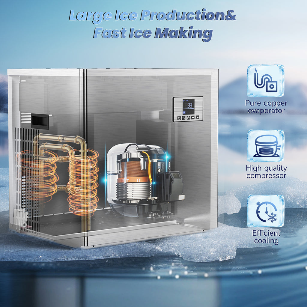 Commercial Ice Maker 355 Lbs/24H, 166 Lbs Storage Air-Cooled Ice Machine L791