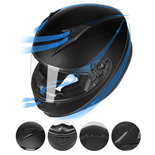 Compact Motorcycle Helmet - Matte Black, Large - Full Face w/ Tinted Visor Z6946