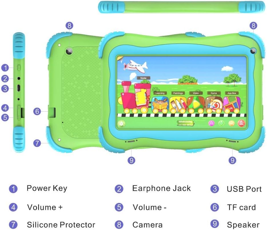Green 7 Android Kids Tablet 1GB + 32GB Pack of 2 W592