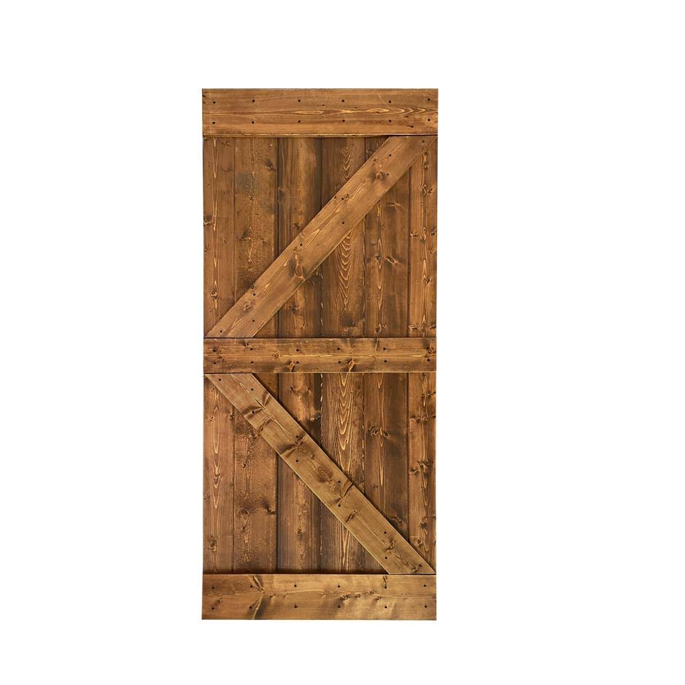 Walnut Stained Solid Pine Wood Interior Sliding Barn Door Slab B701