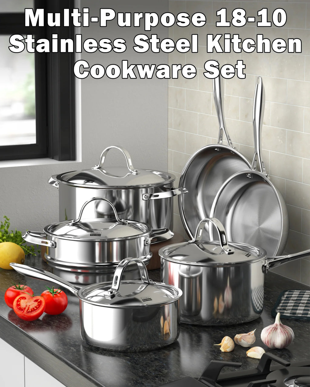 10-Piece Stainless Steel Cookware Set I396073