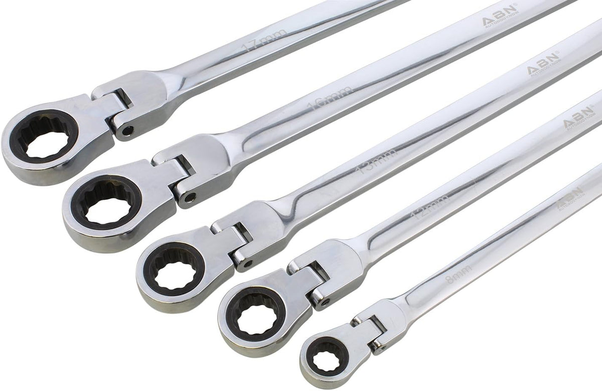 5pc Ratcheting Wrench Set Double End Flex Head Metric O640
