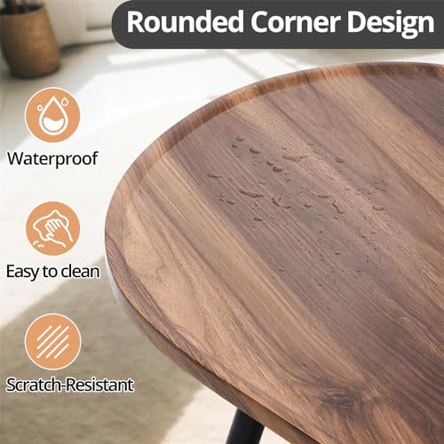 Oval Coffee Table with Metal Legs, Walnut 23.6" D x 47.2" W x 18.5" H R5466