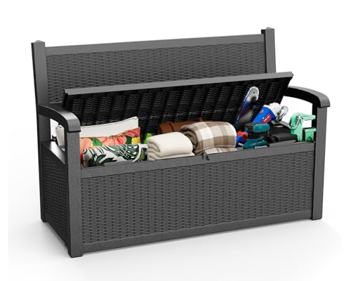 80 Gallon Waterproof Lockable Storage Bench Deck Box with Armrests L59809