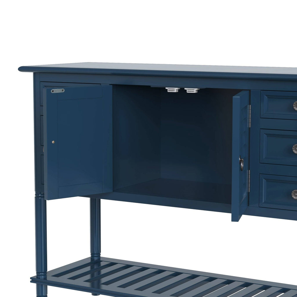 Green Console Table with 6 Drawers and Cabinet K703