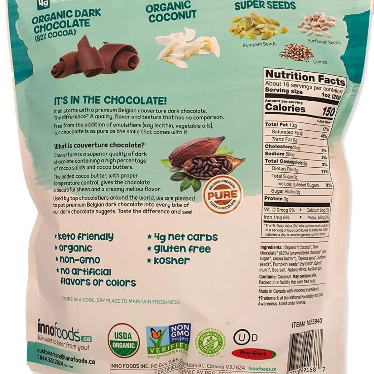 Dark Chocolate Keto Nuggets 16 Ounce Q16239