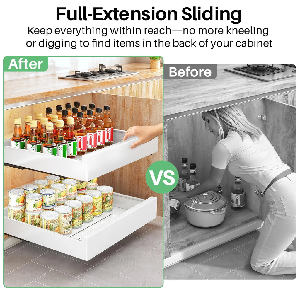 White Pull Out Drawer Shelf for Frameless Cabinets Z27614