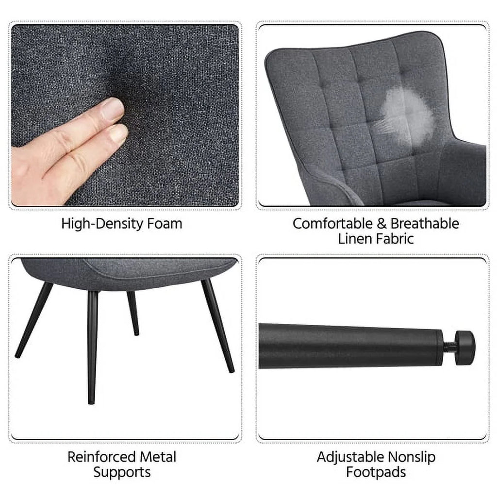 Gray Upholstered Accent Chair and Ottoman Set H602