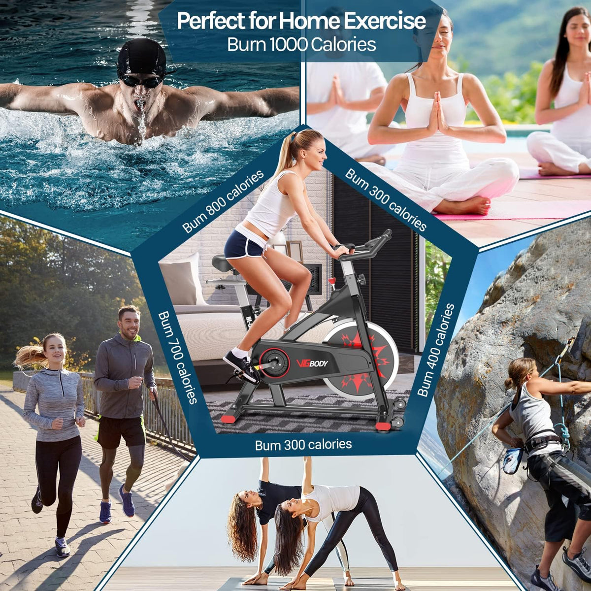 Exercise Bike Indoor Cycling Bike Adjustable Stationary Bicycle Upright Bike J14282
