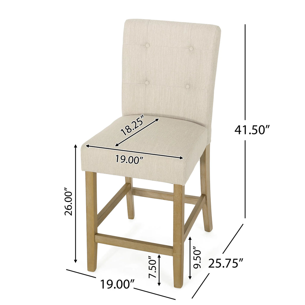 Beige and Weathered Brown Fabric Counter Stools, Set of 2 U28214