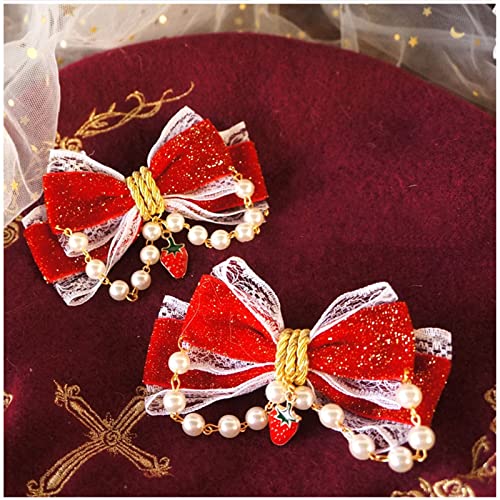 Red Velvet Bow Hair Clips L298