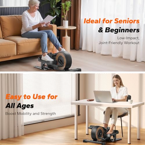 Under Desk Elliptical Machine, Seated Pedal Exerciser with 8 Resistance Levels U880