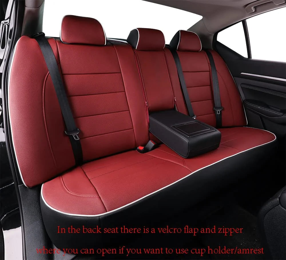 Burgundy Leatherette Full Set Car Seat Covers W54892