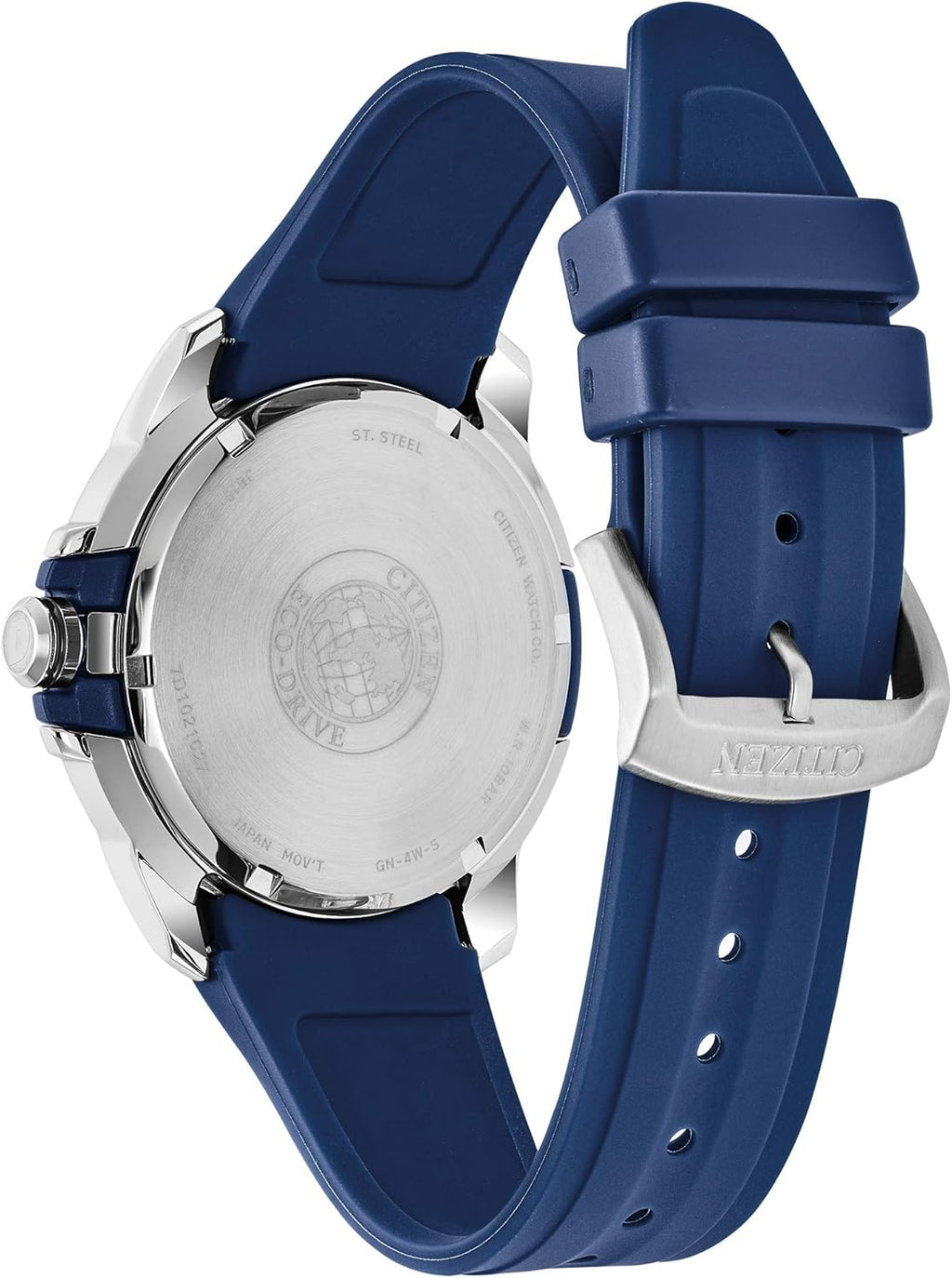 Blue Dial Stainless Steel Watch with Blue Polyurethane Strap A517
