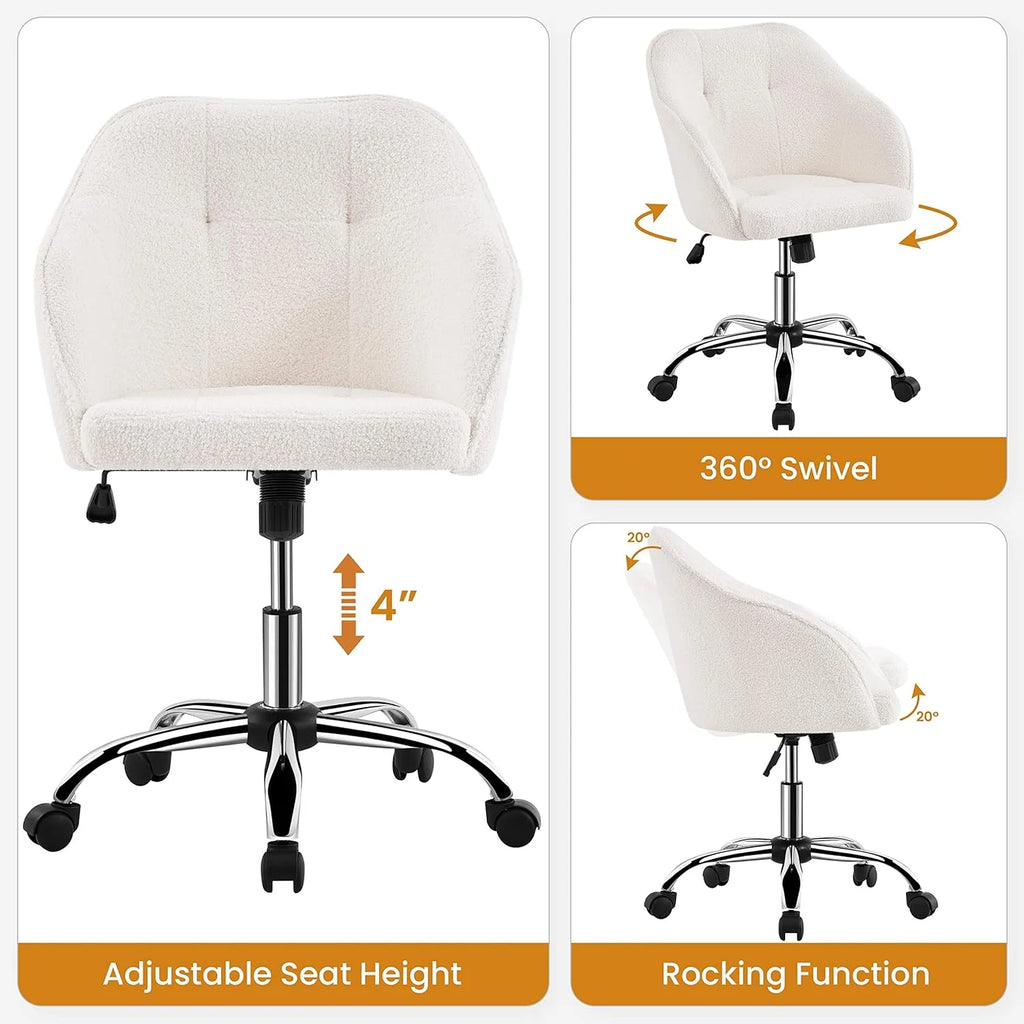 Boucle Desk Chair with Adjustable Tilt Angle J64423