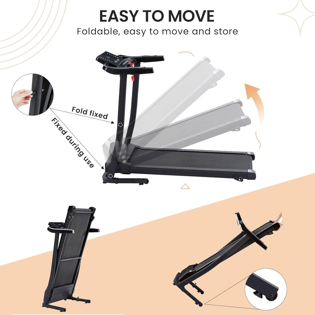 2.5 HP folding treadmill with 3-speed incline adjustment and 12 preset programs G19752