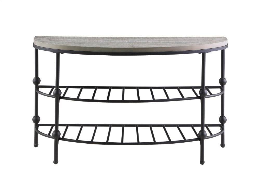 Golden Oak and Matte Metallic Gray Sofa Table with Wood Top W259968